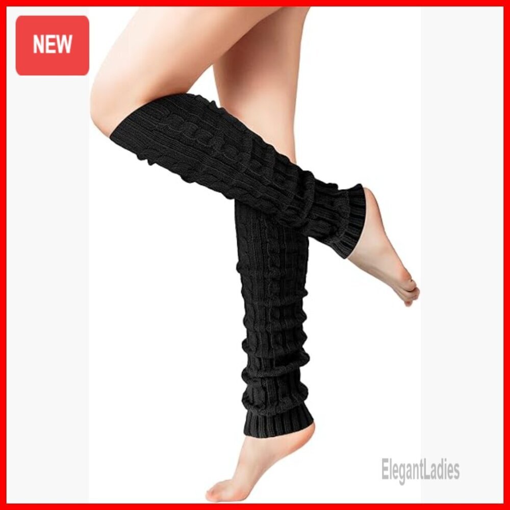 Ribbed Knit Leg Warmers for Women, 20.5 Inches Long, Winter Warmth